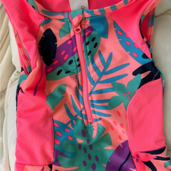 Cat & Jack Pink and Green Kids Swim One Piece - Picture 2 of 4